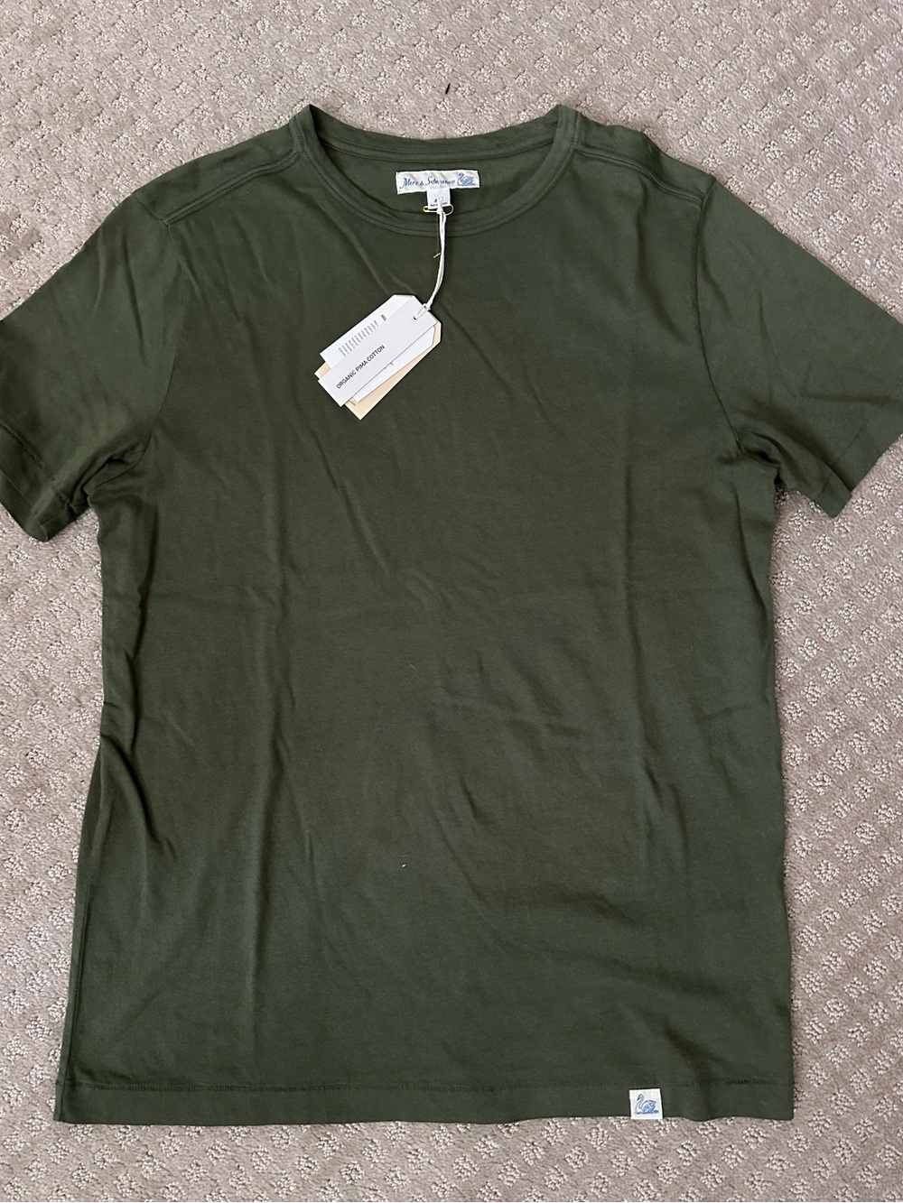 NEW Merz B Schwanen Pima Cotton Loopwheel Tee Army Green size 4 small 4S